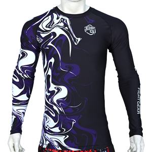 Personnalisable Rash Guard à manches longues pour hommes MMA Rash Guard Sublimation Logo pour BJJ Arts Martiaux - Product Image 1