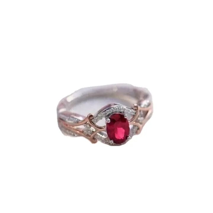 निर्माता और निर्यातक ओवल कट लैब निर्मित लाल रूबी सगाई शादी की अंगूठी