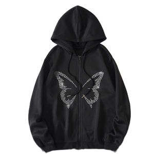 Meilleures sweats à capuche pour femmes en polaire avec logo personnalisé en strass, fermeture éclair intégrale, qualité supérieure, vente en gros directe usine - Product Image 4