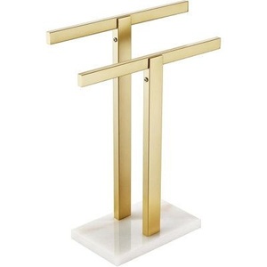 Porte-serviettes triple barre en métal noir moderne, sur pied, pour salle de bain, support de serviettes de toilette sur comptoir, design minimaliste, nouveauté - Product Image 5