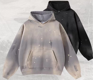 เสื้อฮู้ดดี้โอเวอร์ไซส์ผ้าฝ้ายฟลีซ 100% สไตล์วินเทจฟอกสีแบบแอซิดวอช แต่งดีเทลขาดๆ สำหรับผู้ชาย เหมาะสำหรับใส่ในฤดูหนาว สไตล์สตรีทแวร์ - Product Image 6