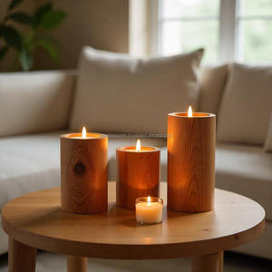 Pot à bougie en bois d'acacia de qualité supérieure, artisanal et luxueux, pour la décoration festive, les intérieurs élégants et les idées de cadeaux - Product Image 1