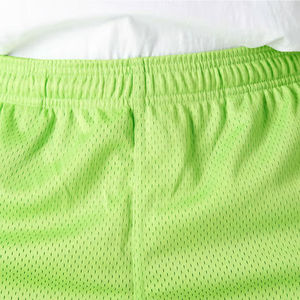 Men's <b>Lime</b> <b>Green</b> Solid Mesh <b>Shorts</b> Elastic Waist Casual Breathable <b>Short</b> Pants with Pockets Manufacturer in Pakistan - Product Image 3