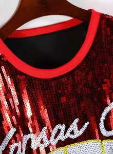 <b>Sequin</b> <b>T</b>-<b>Shirt</b> Men's Raglan Sleeve O-Neck Knitted Casual Red Regular Fit Front Logo 100% Cotton Animal Print Anti-Shrink - Product Image 3