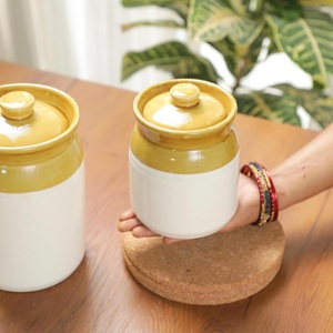 Vintage Ceramic <b>Storage</b> Jar Glazed Lid Rustic Airtight Canister Moisture Safe <b>Kitchen</b> Organizer Farmhouse Counter Accent - Product Image 3