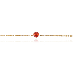Pulsera Minimalista Hecha a Mano con Zafiro Naranja en Forma de Corazón, Oro Amarillo Sólido de 14K, Joyería Fina para Uso Diario - Product Image 3