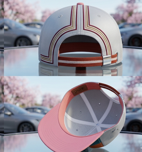หมวกแก๊ป Snapback สำหรับผู้ชายและผู้หญิง หมวก Snapback ปักลาย 3 มิติ ออกแบบเองได้ สำหรับกอล์ฟ ดีไซน์สีสันสดใส ขอบสีชมพู - Product Image 3