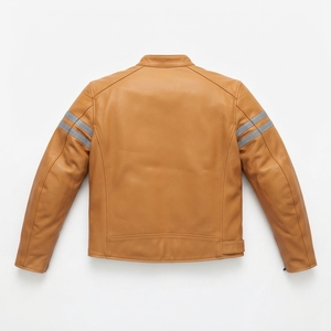 Blouson de moto en cuir de mouton pour homme, hiver, épais, chaud, vintage, col montant, fermeture éclair avant, imperméable, style urbain - Product Image 3