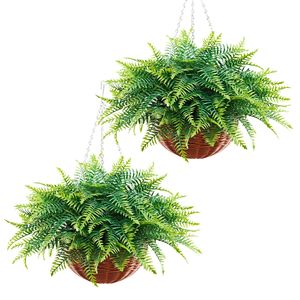 2 pièces de 23 pouces de long, fougères artificielles suspendues, fausse verdure en plastique, ornement d'intérieur durable, fougères artificielles suspendues - Product Image 1