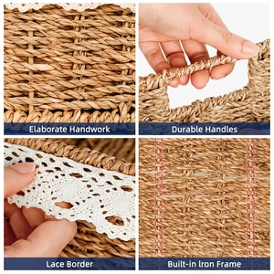 Ensemble de 2 paniers de rangement pliables en osier, faits à la main, écologiques, vente en gros - Product Image 4