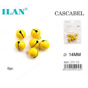 ILAN Campanella Cascabel 14mm Gialla 6 Pezzi Decorazione Artigianale - Product Image 1