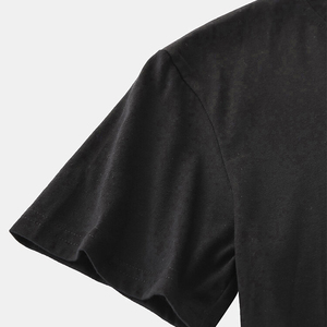 T-shirt blanc à manches courtes pour homme avec motif ananas brodé, coupe classique, col rond, style décontracté, 100 % coton jersey tricoté - Product Image 6