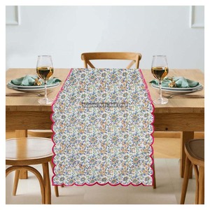 High Quality Indian Cotton Hand Block Print Embroidery Edge <b>Table</b> <b>Runner</b> Decor Decorative Item For Living Room For <b>Wedding</b> Event - Product Image 6