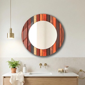 Wood Theme <b>Round</b> Handmade Bone Inlay Wall <b>Mirror</b> <b>Extra</b> <b>Large</b> Modern Living Room Entryway Hallway Bathroom Decor REHMAN CRAFT - Product Image 1