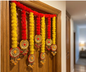 Décorations suspendues en tissu traditionnel avec pompons pour Diwali, entrée intérieure, décoration de la maison, multicolores, forme irrégulière - Product Image 3