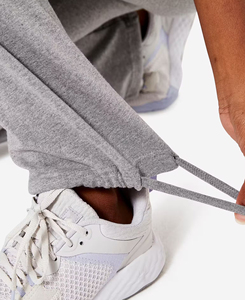 Pantalones Deportivos Grises de Cintura Alta, Largos hasta el Tobillo, Casuales, de Punto, de Algodón y Elastano, Transpirables, Sólidos, para Mujer, Tallas Grandes, Ropa de Otoño, MOQ Bajo - Product Image 4