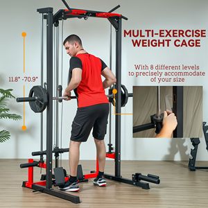 Smith Home Gym Power Rack con Barra per Trazioni, Sistema Lat Pull-Down, Squat Rack e Barra per Bilanciere per Uso Domestico - Product Image 5