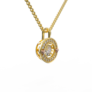 Luxury 10K <b>Yellow</b> Gold CZ Stone Pendant Necklace Trendy Fashion Design for Women Made in Vietnam by Manufacturer-DS01004 - Product Image 3