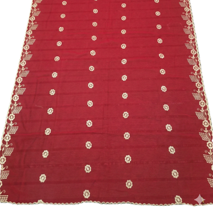 Women Red Chiffon Embroidered <b>Shawl</b> Floral Pattern Ethnic Scarf Breathable Daily Wear Fashion <b>Wrap</b> - Product Image 1
