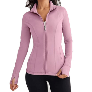 Solid Color Gym Fitness <b>Jacket</b> Yoga With Pockets Morning <b>Workout</b> White Yoga <b>Jacket</b> Quick-Dry Slim Yoga <b>Jacket</b> - Product Image 3