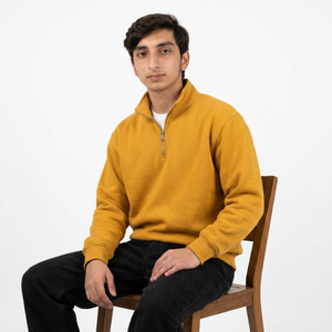 Sweat-shirt à col zippé personnalisé, coton lourd, streetwear, vêtements à marque privée pour les marques de vêtements et les détaillants - Product Image 6