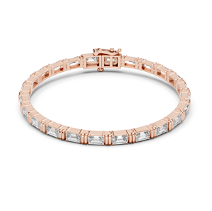 กำไลข้อมือเพชรทรงมรกตสีทองสำหรับผู้หญิง, กำไลเทนนิสเพชรสร้างในห้องปฏิบัติการ, เครื่องประดับเพชรหรูหราทันสมัย - Product Image 1