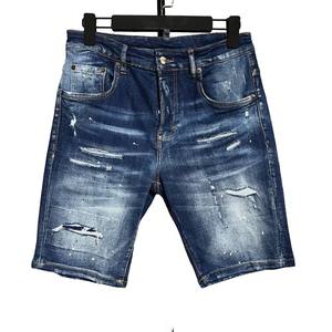 กางเกงยีนส์ขาสั้นผ้าฝ้าย/ผ้าสแปนเด็กซ์สีฟ้าซีดจางกางเกงขาสั้นผ้ายีนส์ขายาว - Product Image 6