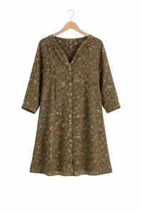 Vestido de Mujer con Estampado Floral de Poliéster, Cuello en V con Botones, Fabricante - Product Image 2