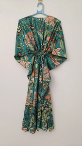 Vestido Kaftán Informal de Verano con Estampado Floral Tropical, sin Mangas, de Algodón, para Mujer, Ropa de Playa, Ropa de Estar por Casa, Textil Naaz - Product Image 2