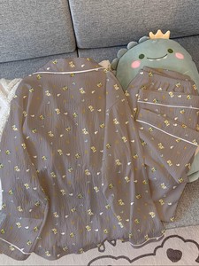 Conjunto de pijama de gasa con estampado floral para mujer, manga larga, cuello Peter Pan, botones al frente, ropa de dormir suave, temporada de primavera, longitud completa - Product Image 5