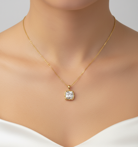 Collier pendentif Solitaire en argent sterling 925 avec zircon taille princesse 2 carats, serti clos abstrait, cadeau de fiançailles tendance - Product Image 2