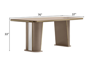 Ensemble de salle à manger moderne de luxe en fer, table rectangulaire en acier inoxydable doré avec 6 chaises, mobilier contemporain pour villa et cuisine - Product Image 2