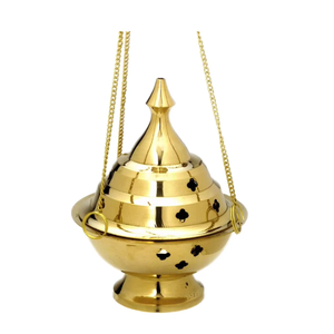 Quemador de Incienso Colgante de Latón con Cadena, Decoración Tradicional para el Hogar o Templo - Product Image 1