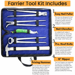 Meilleur vendeur Kit d'outils de maréchal-ferrant Outil de couteau à sabot Manche vert, pince à ongles, coupe-clou 12 ", arrache-clous et marteau de haute qualité - Product Image 2