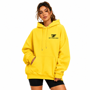 BEST FITNESS WEAR Sweat à capuche oversize doublé coupe-vent en molleton de coton pour femme, style streetwear, vêtement d'automne 100% coton - Product Image 2