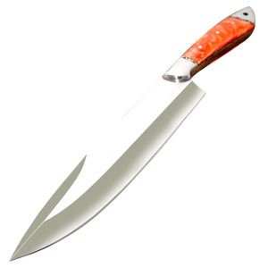 Handmade Professional Kitchen Chef Knife with D2 Steel Blade and Resin Handle Leather Sheath Customized Hunting Camping Gift - Product Image 1