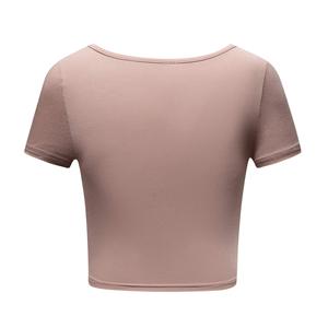 เสื้อครอปท็อปแขนสั้น คอกลม ทรงหลวม สีพื้น ผ้าเจอร์ซีย์คอตตอน เสื้อยืดลำลอง แห้งเร็ว เป็นมิตรกับสิ่งแวดล้อม สำหรับฤดูใบไม้ผลิและฤดูร้อน - Product Image 3