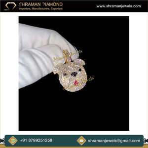 Custom SHRAMAN JEWELS 925 <b>Silver</b> Gold Plated Lab Grown Diamond Bull Dog Head Hip Hop Style Party Charm Fine Pendant <b>Necklace</b> - Product Image 3
