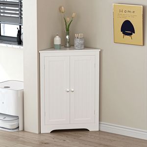 Adjustable <b>Shelves</b> Freestanding Narrow Cabinet Organizer 2-Door Floor Corner Storage Cabinets for Living Room by Ba - Product Image 6
