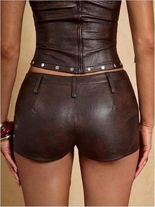 Wholesale Women's Faux Leather Mini <b>Shorts</b> Sexy High Waist PU Leather Clubwear <b>Shorts</b> OEM Factory - Product Image 4