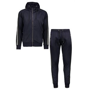 Conjunto Deportivo de Hombre a la Moda, Color Azul Marino, Sudadera con Capucha y Cremallera Completa, Pantalones de Poliéster de Color Sólido, Corte Regular, para Otoño - Product Image 5