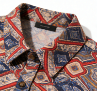 Kemeja Kancing Lengan Pendek Kasual Unisex Motif Geometris Vintage Nyaman untuk Kantor dan Pakaian Musim Panas