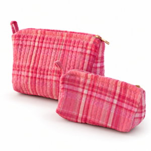 For Plaid Quilted Cotton Eco-Friendly Portable Cosmetic Pouch Set Zipper Makeup <b>Bags</b> Travel for Organizers for <b>Women</b> - Product Image 6