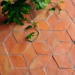 Natural Red Matte Finish Rustic Style Interior <b>Wall</b> Floor Handmade Diamond Shape Terracotta Clay Tile Brick Imitation Texture - Product Image 6