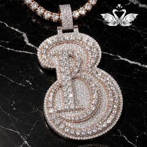 Ensemble pendentif et chaîne cubaine en argent 925 plaqué rhodium avec logo personnalisé, bijoux unisexes hip-hop, fabricant - Product Image 3
