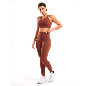 Stylish High Quality Breathable Lightweight Comfortable Performance Best Seller Fitness Wear High Waist Leggings Sports Bra Set - Product Image 2