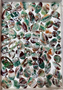 Lote al por mayor de gemas sueltas de ágata natural de fantasía, cabujones de formas y tamaños variados, con patrón verde y marrón, para la fabricación de joyas. - Product Image 3