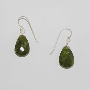 Boucles d'oreilles pendantes en argent sterling 925 massif, avec vésnonite verte naturelle facettée, enroulées de fil, bijoux fins pour femmes, vente en gros - Product Image 5