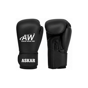 Askar Wear Ind Boxing Gloves <b>Black</b> PU Leather <b>Velcro</b> Closure Training Gear for Adults Breathable Design - Product Image 4
