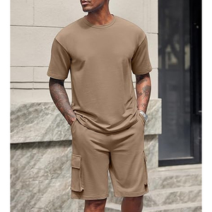 Mens <b>Matching</b> Set Manufacturer 220 GSM Cotton T Shirt Cargo Shorts 2 Piece Oversized OEM ODM Custom Logo - Product Image 2